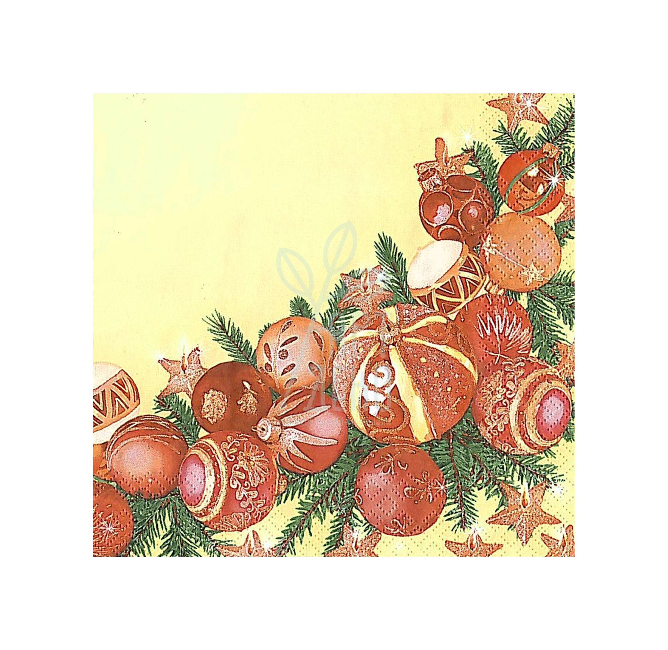 Серветка для декупажу "Новірічні кулі", 33х33 см, Daisy