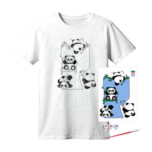 Набір футболка-розмальовка "Funny Рandas", бавовна 100%, розмір XS, ROSA Talent