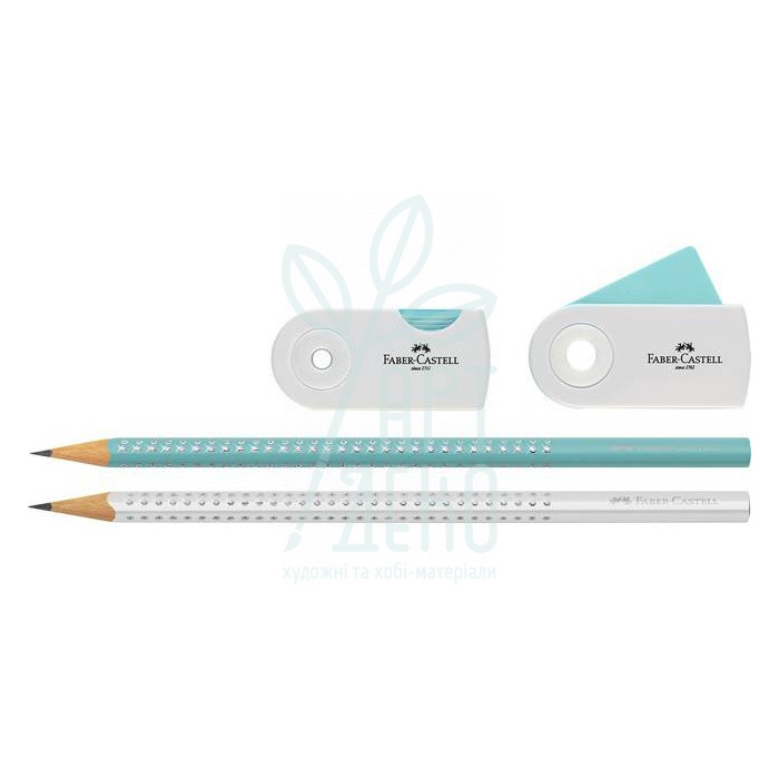 Набір олівців графітних GRIP Sparkle, 3 шт, + гумка та точилка, Faber-Castell