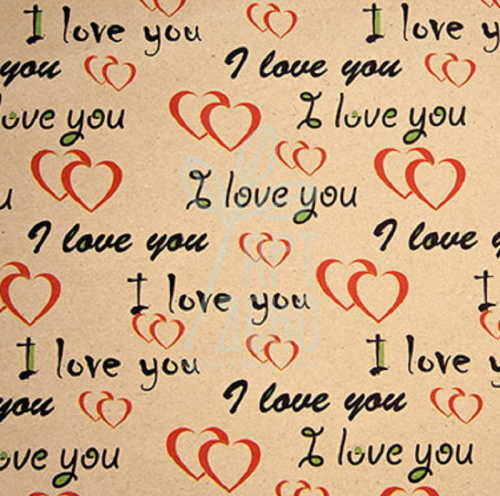 Папір пакувальний крафтовий "Love you", 42х60 см, Україна