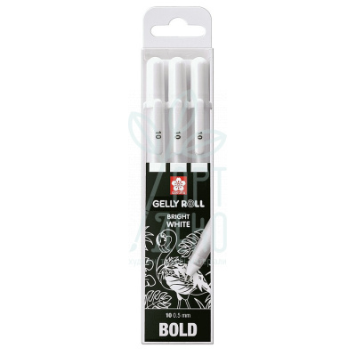 Набір ручок гелевих Gelly Roll Basic 10 Bold White, 3 шт, Sakura