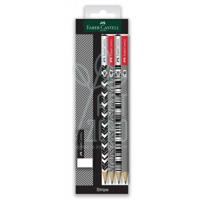 Набір олівців графітних Stripe, 4 шт + гумка, Faber-Castell