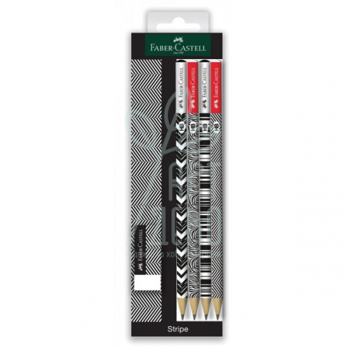 Набір олівців графітних Stripe, 4 шт + гумка, Faber-Castell