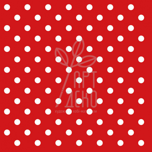 Серветка для декупажу "Білі крапки на червоному", 33х33 см, Нідерланди