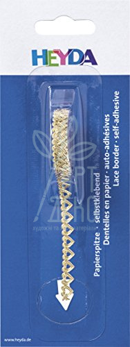 Стрічка паперова самоклеюча, фігурна "Серця", золота, 8 мм х 2 м, Heyda