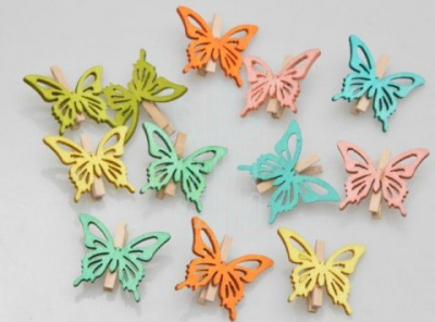 Набір прищіпок декоративних, з метеликом, 3 см, 12 шт., Paula