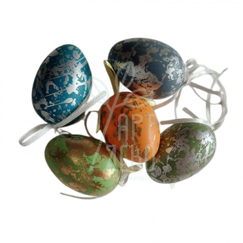 Яйце пластикове з підвісом "Декупаж. Золото/срібло", 6 см, кольори в асортименті