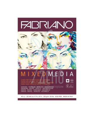 Склейка для змішаних технік Mixed Media, 250 г/м2, 40 л, Fabriano