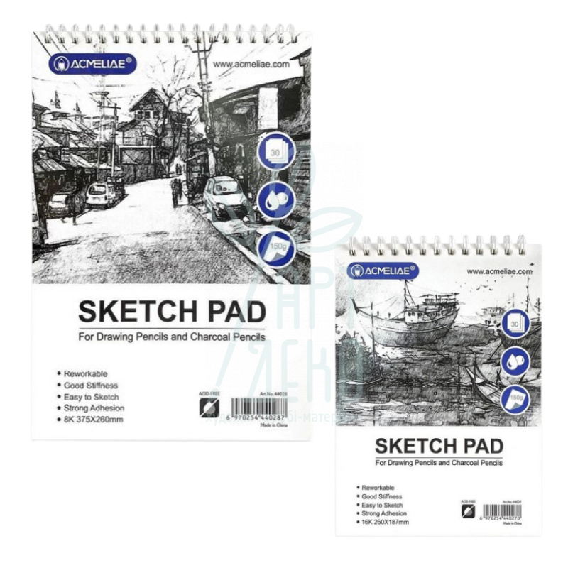 Альбом для рисунку SketchPad, спіраль, 150 г/м2, 30 л., Acmeliae