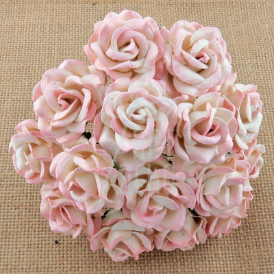 Квіти паперові Троянда Chelsea Rose, рожево-бежева, 3,5 см, 5 шт., Тайланд