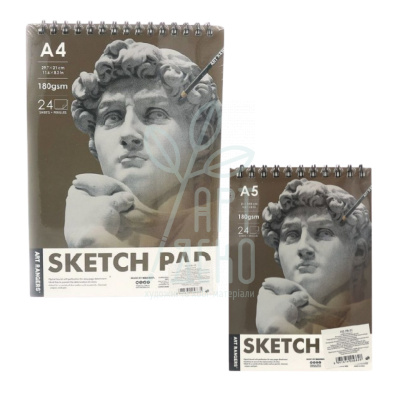 Альбом для ескізів Sketch Pad, спіраль, 180 г/м2, 24 л., Art Nation Альбом для ескізів Sketch Pad, спіраль, 180 г/м2, 24 л., Art Nation
