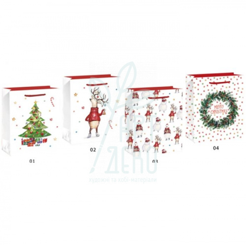 Пакет подарунковий з глітером "Новорічні традиції", 42х32х11,5 см, Україна