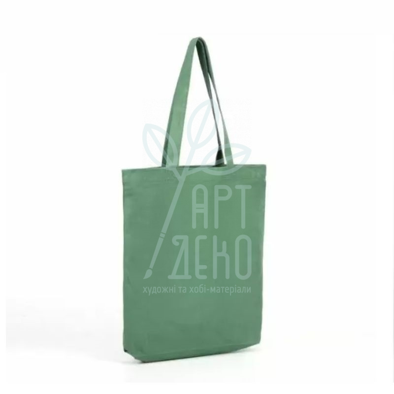 Еко-сумка, бязь, 34х40 см, оливкова, ручки 60 см, Україна
