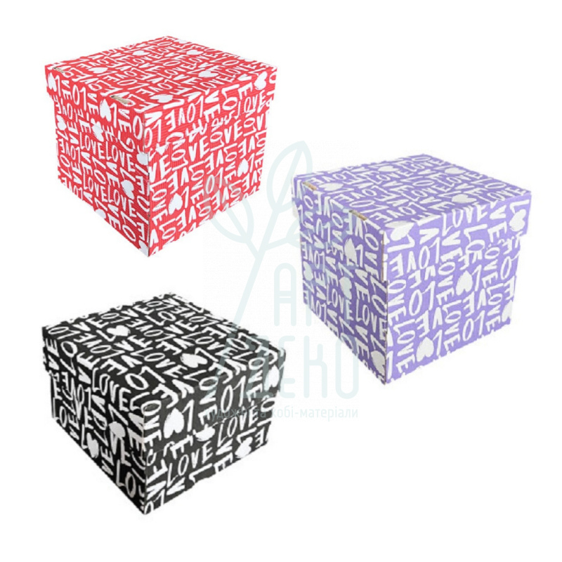Коробка подарункова, гофрокартон "Love", 22,5х22,5х20 см, Україна