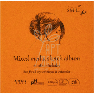 Альбом для змішиних технік AUTHENTIC Baby Mixed Media, 9х9 см, 200 г/м2, 32 л., SMILTAINIS