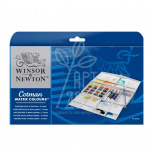 Набір акварельних фарб Cotman, в пластиковому пеналі, кювети, пензель, палітра, 16 кол., W&N