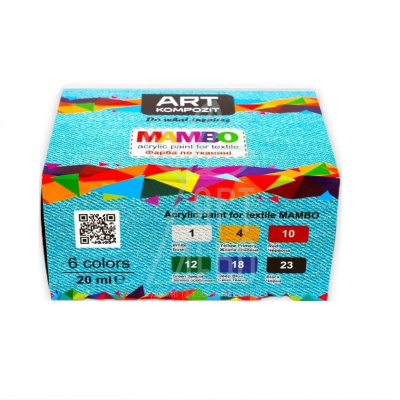 Набір акрилових фарб для тканини "Mambo", 6х20 мл, Art Kompozit