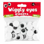 Оченята самоклеючі, чорні, d 20 мм, 30 шт, SANTI
