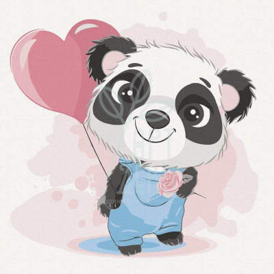 Набір для розпису за номерами "Панда з кулькою", 30х30 см, ArtCraft