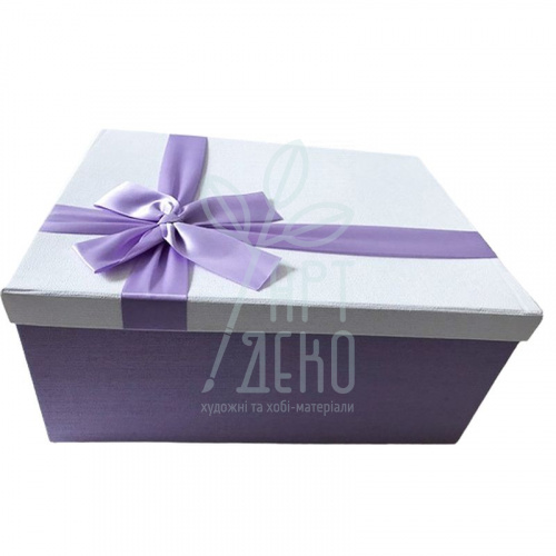 Коробка подарункова з бантом, фіолетова, Україна