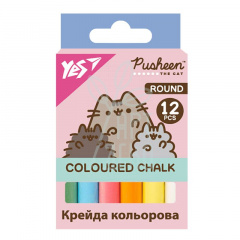 Набір крейди кольорової Pusheen, кругла, 12 шт, Yes