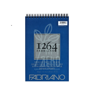 Альбом для рисунку 1264, спіраль, чорний папір, А4 (21х29,7 см), 200 г/м2, 40 л., Fabriano