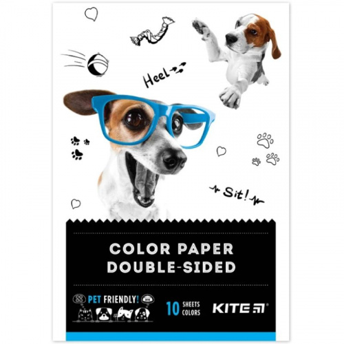 Набір паперу кольорового Dogs, двосторонній, А5 (14,8х21 см), 10 л., Kite 