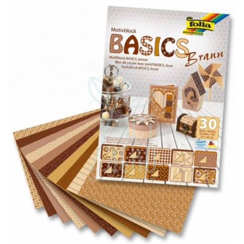 Набір паперу для орігамі "Basics", Коричневий, 10х10 см, 80 г/м2, 50 л., Folia