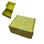 Коробка подарункова, гофрокартон "Гілочки", 21х20,5х10,5 см, оливкова, Україна