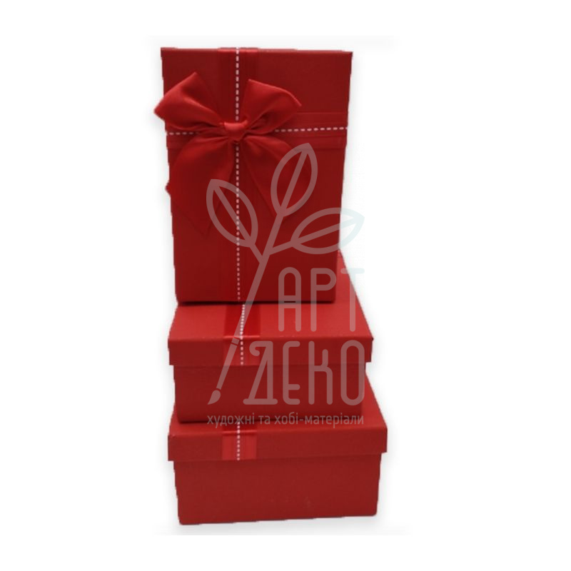 Коробка подарункова з бантом, червона, Україна