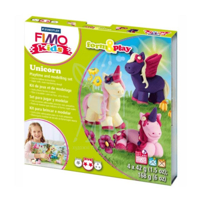 Набір полімерної глини Fimo kids "Unicorn", 4 кольори х 42 г, Fimo