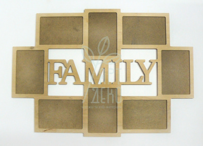 Колаж "Family" на 8 фото, фанера, 60х42 см, Україна