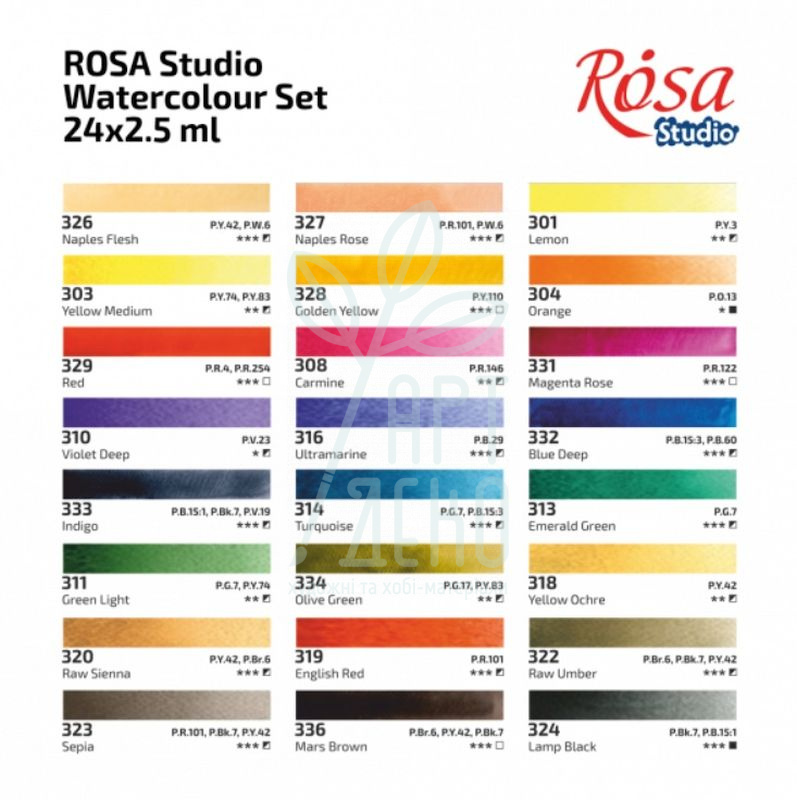 Набір акварельних фарб Studio Portrait, 5 мл, ROSA 