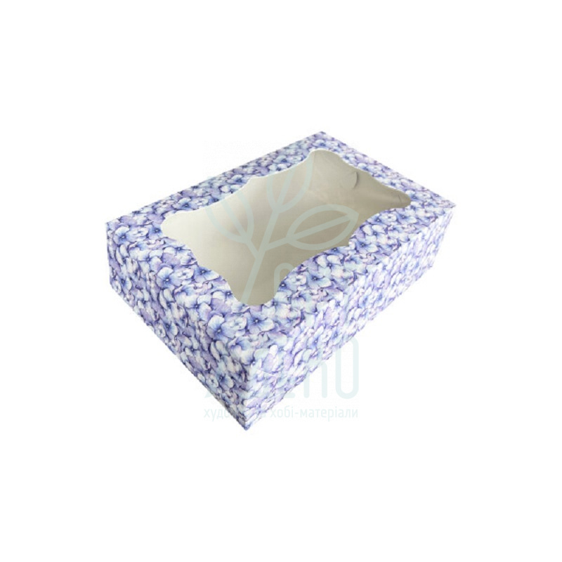 Коробка подарункова з віконцем "Гортензія", 25х17х8 см, блакитна, Україна