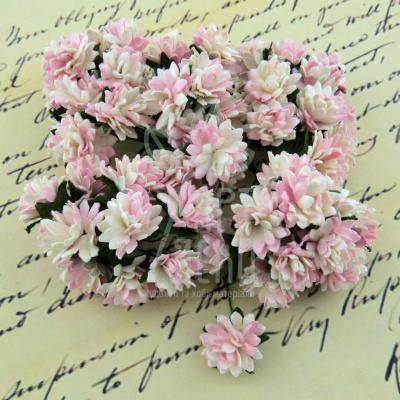 Квіти паперові Ромашка айстрова, бежево-рожева, 1,5 см, 10 шт., Тайланд